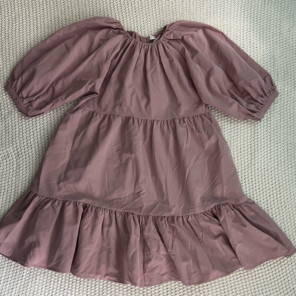 Mulla Puff Sleeve Bow Pink Dress